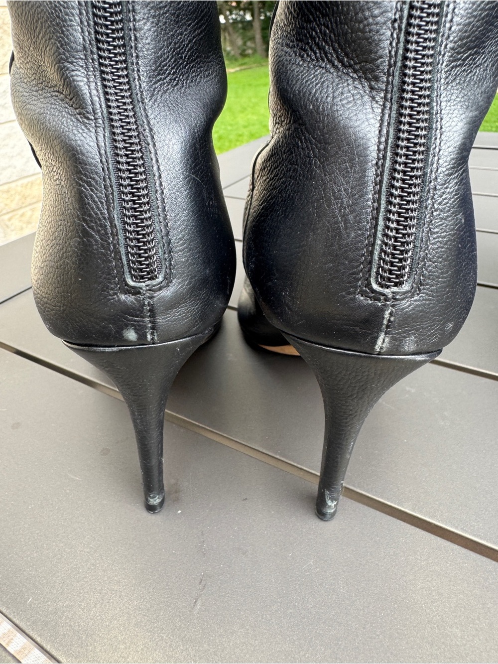 Jimmy Choo Black Leather Knee-High Pointed Toe Boots - Picture 3 of 7